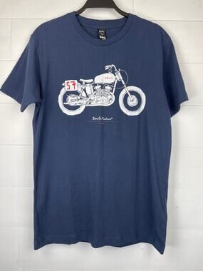 Deus Ex Machina "The KR" Motorcycle Graphic T-Shirt - Navy Blue - Size M - NWT